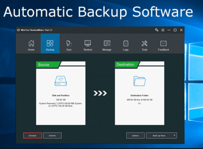 where does backup scheduler store its files