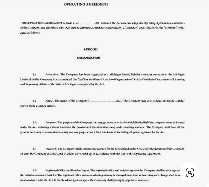 LLC Operating Agreement Template