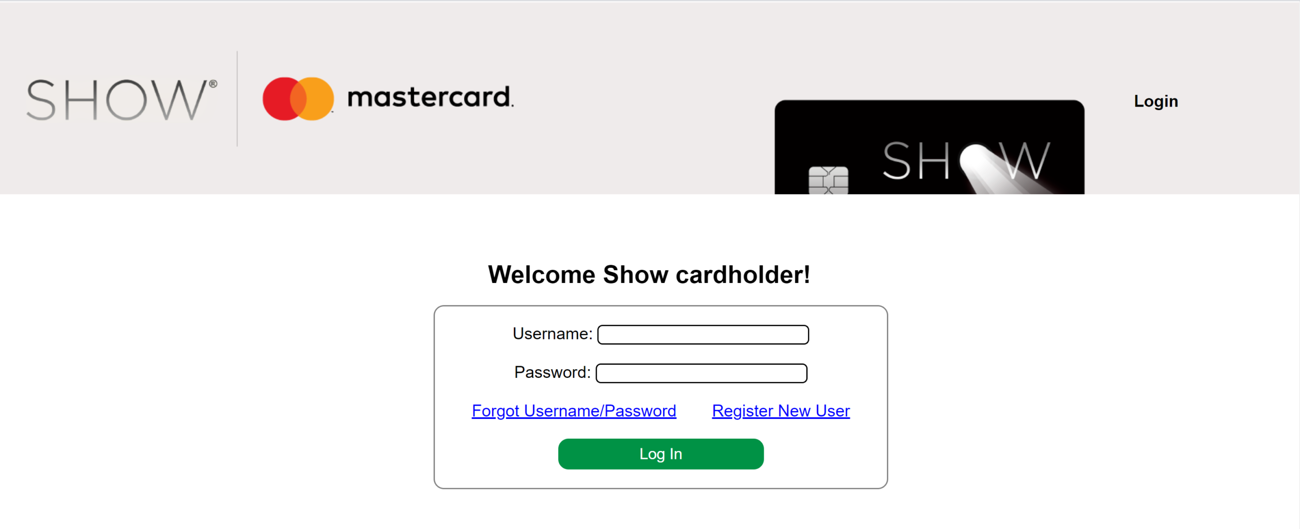 Show MasterCard - access your Show MasterCard online