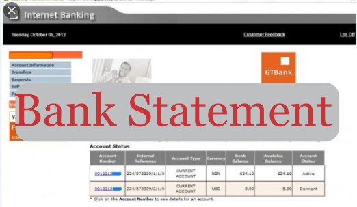 Bank Statement for Visa Application