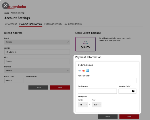 Updating Billing Address