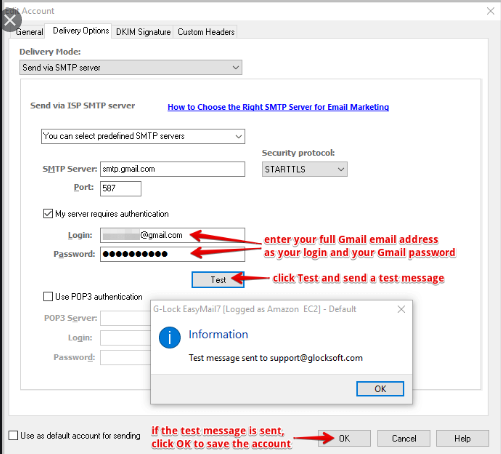 SMTP SETTINGS GMAIL