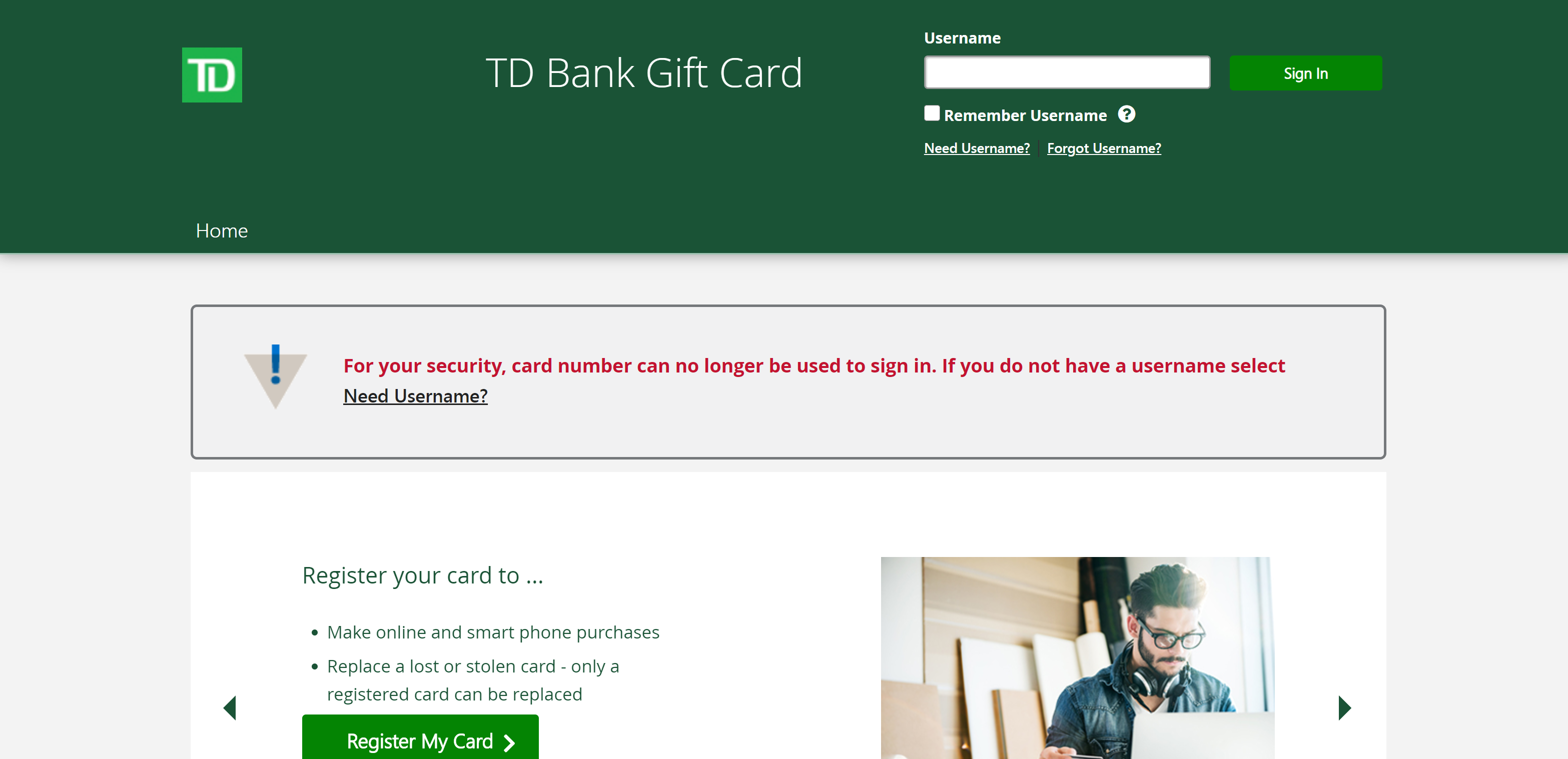 www.tdbank.com-giftcardinfo / TD Bank Gift Card