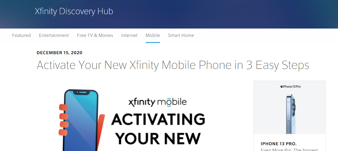 Xfinity Mobile Activate